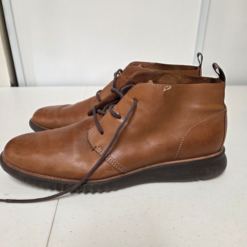Cole Haan Mens Grand.OS 2.ZeroGrand Chukka Boots Brown Leather C28044 Size 11.5